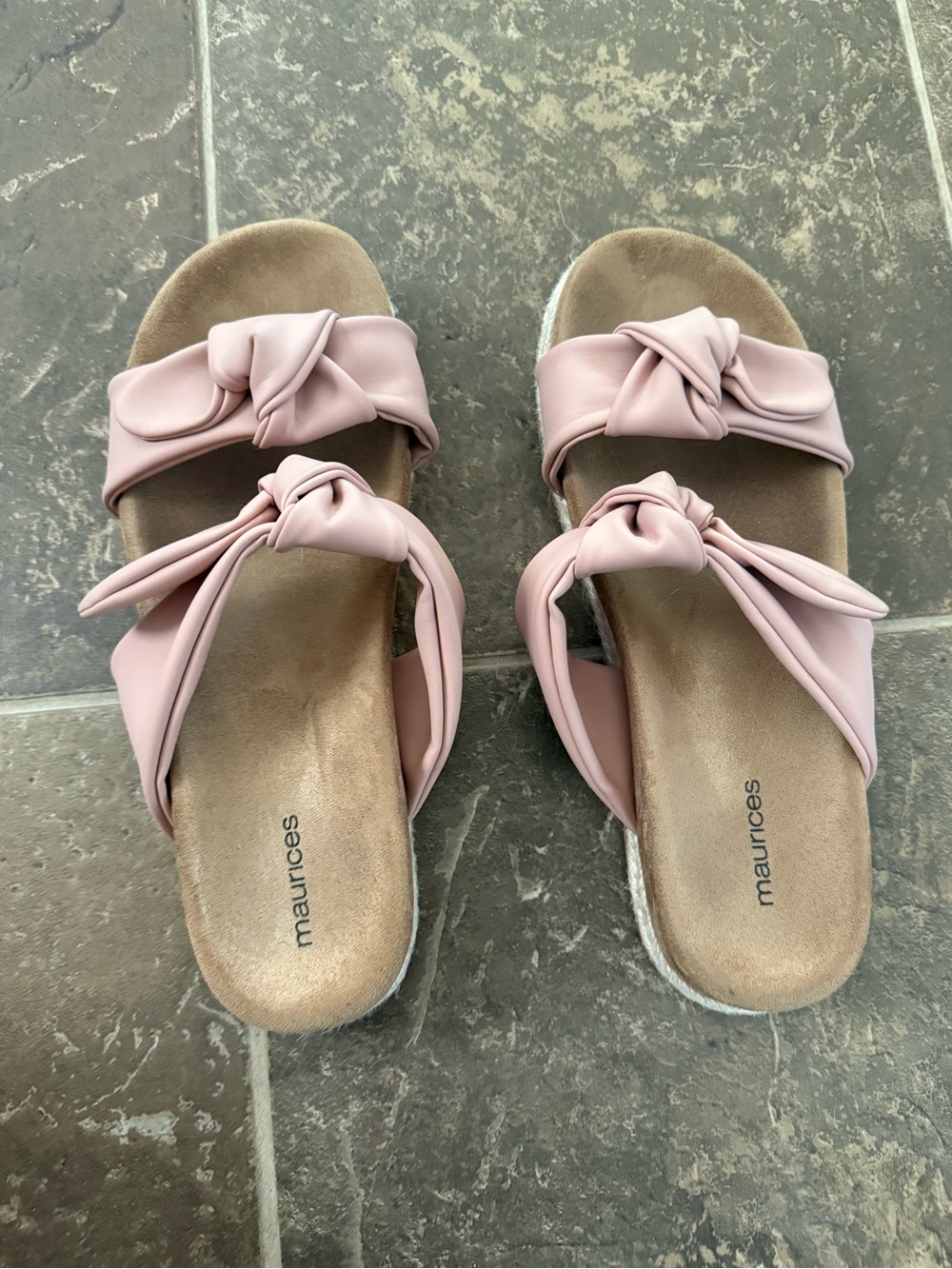 Maurices Blush Pink Knotted Double-Strap Slide Sandals